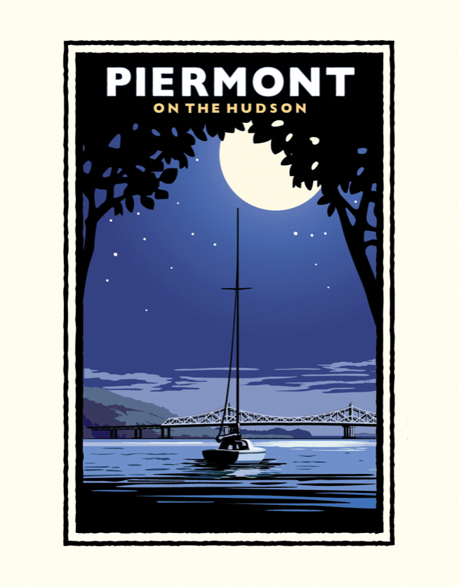 Piermont on the Hudson Moonlight Print 24x32